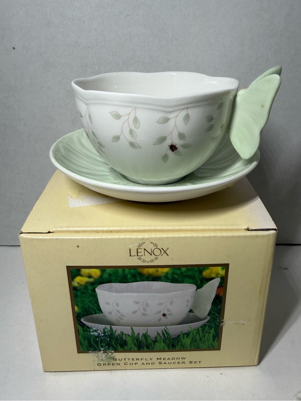Lenox Butterfly Meadow Green Cup and Saucer Set